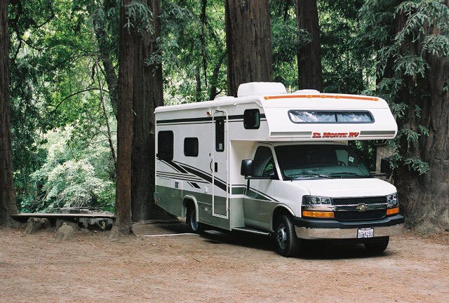 RV Parked in the Woods