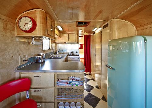 Vintage travel trailer interior