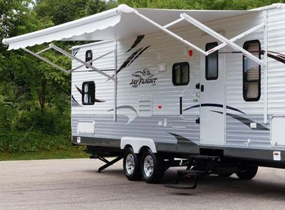 travel trailer with awning out